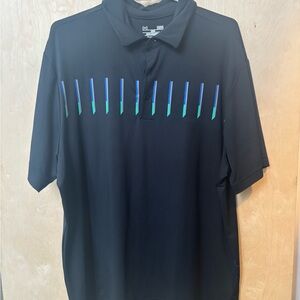 Under Armour Black Polo with Blue and Green Stripes